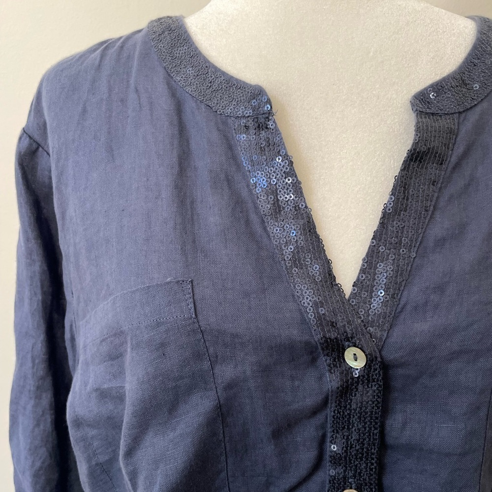 Chico's Midnight Blue Button-Down Shirt - Picture 4 of 14